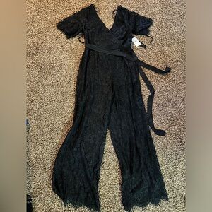 NWT Elegant yet Sexy Black Lace Jumpsuit
